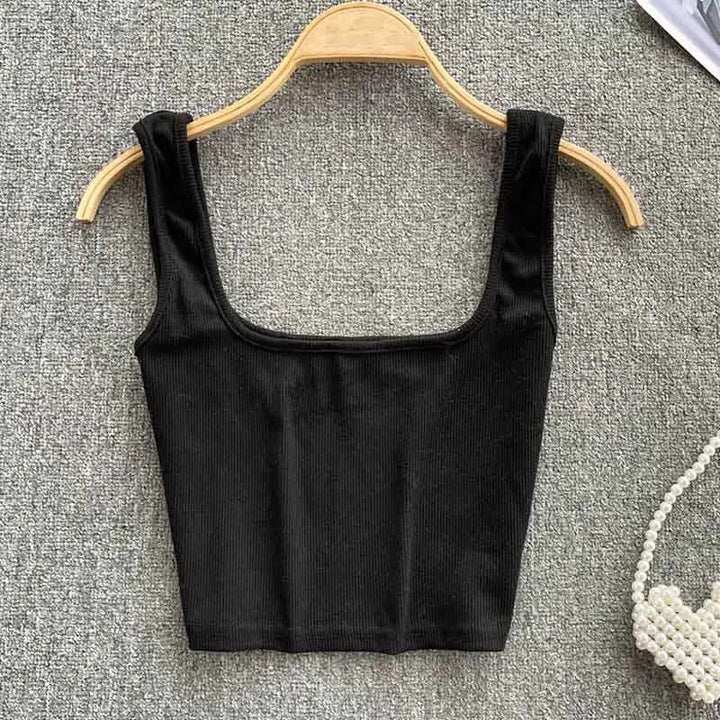 Rugloze Cropped Tanktop in Effen Kleur – Zayra