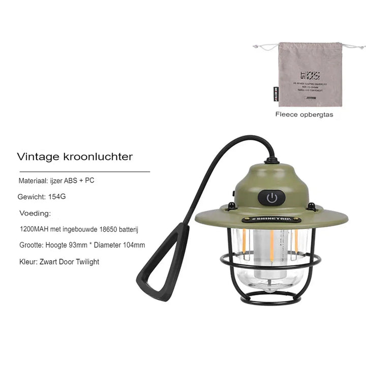 Retro ładowalna latarka kempingowa LED - NostalgiaGlow