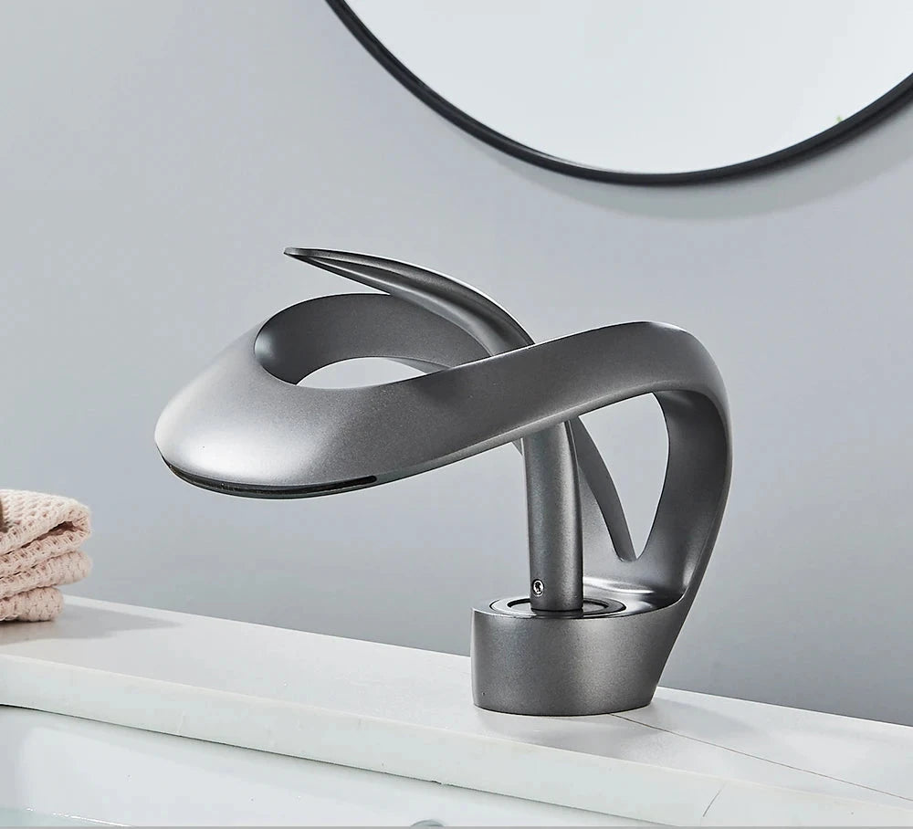 Brass Bathroom Faucet with Waterfall Spout - Flowarc