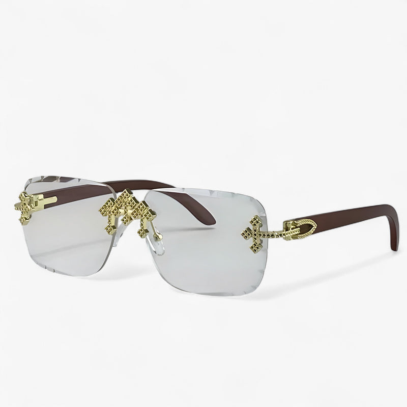 Randloze Steampunk Zonnebril met Metalen Accenten – Nirex