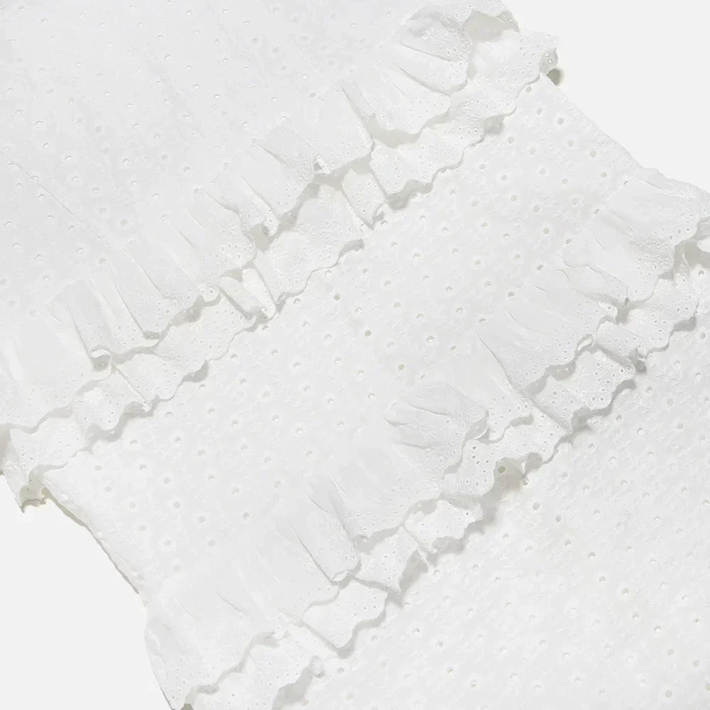 Stylish white embroidered maxi dress – Alina