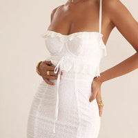 Stylish white embroidered maxi dress – Alina