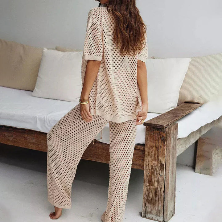 Luchtige & Stijlvolle Dames Zomerset met Cut-Outs en Lange Broek – Liora