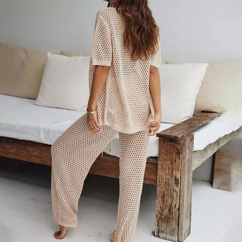 Luchtige & Stijlvolle Dames Zomerset met Cut-Outs en Lange Broek – Liora