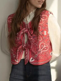 Y2K Red Bandana Wrap Cropped Top - Liora
