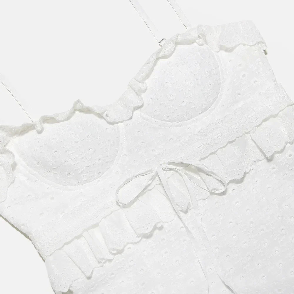 Stylish white embroidered maxi dress – Alina