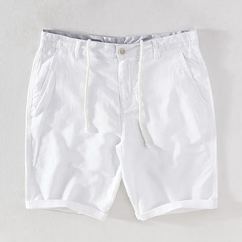 Men's Linen-Cotton Shorts with Button Closure - Sandro