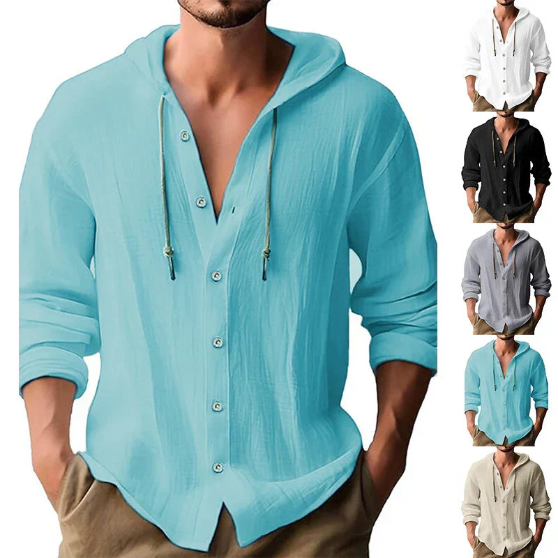Breathable & Light Linen Men's Shirt with Hood – Malik
