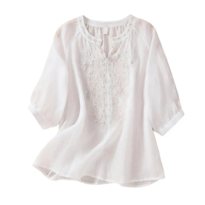 Embroidered Women's Summer Cotton Blouse – Ysolde