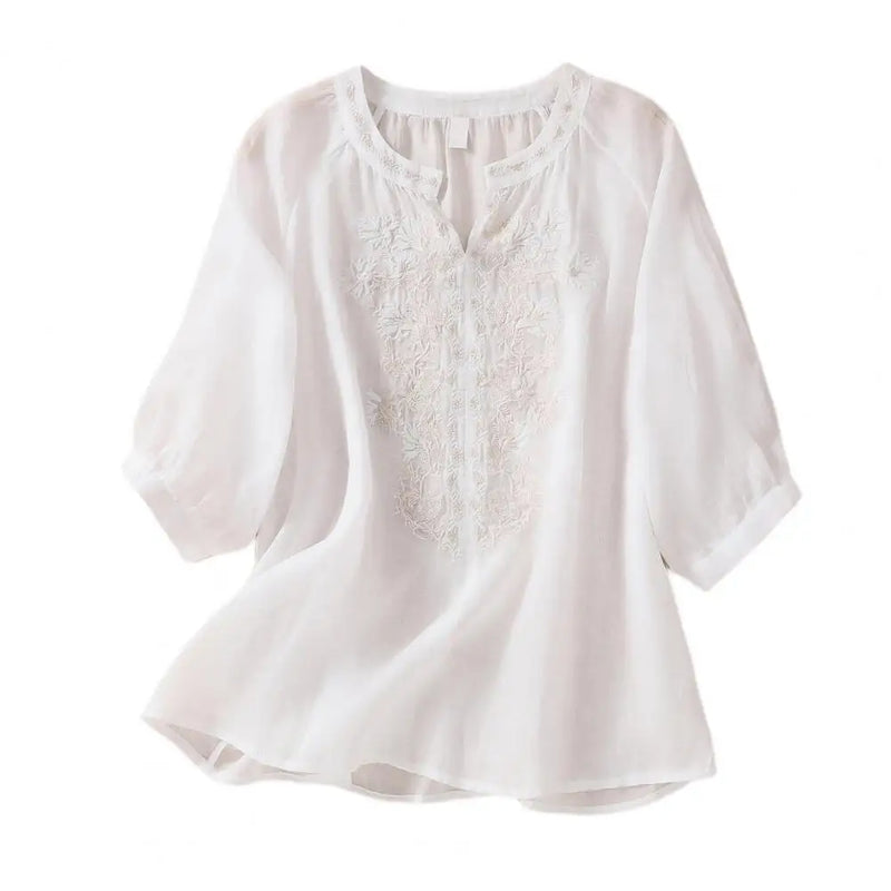 Embroidered Women's Summer Cotton Blouse – Ysolde