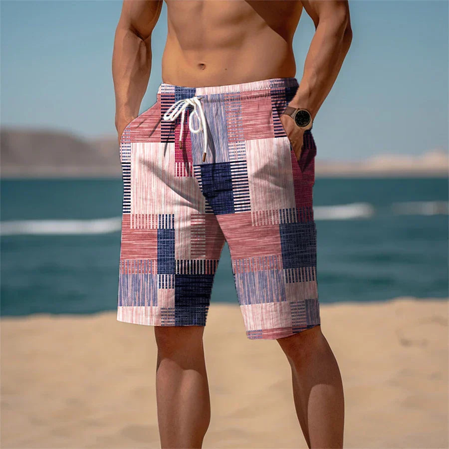 Ademende Heren Strandshorts Katoen met 3D Print - Jamal