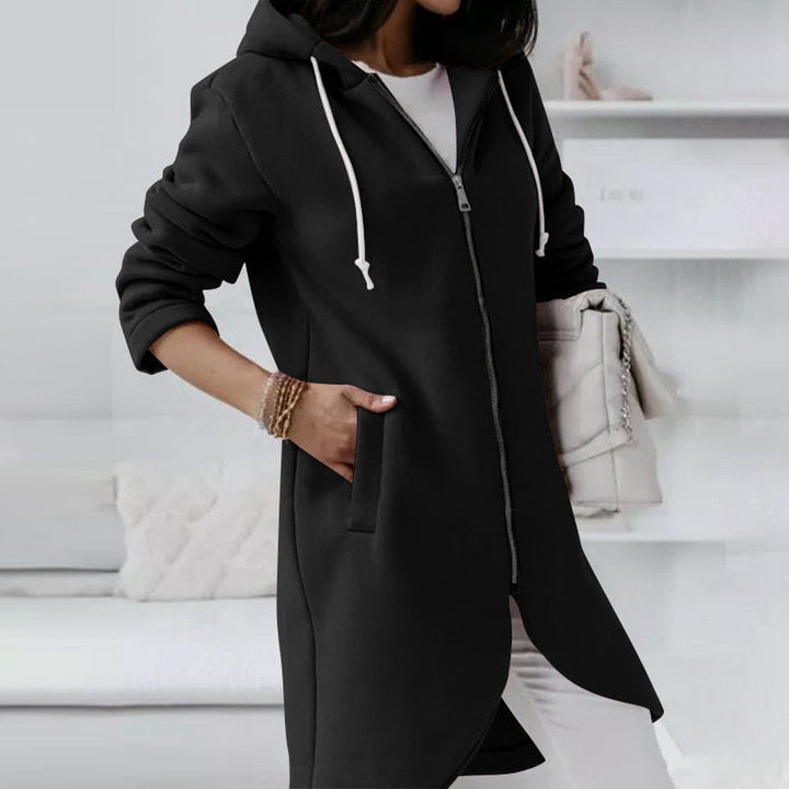 Dames Hoodie Vest met Rits en Capuchon – Shaly