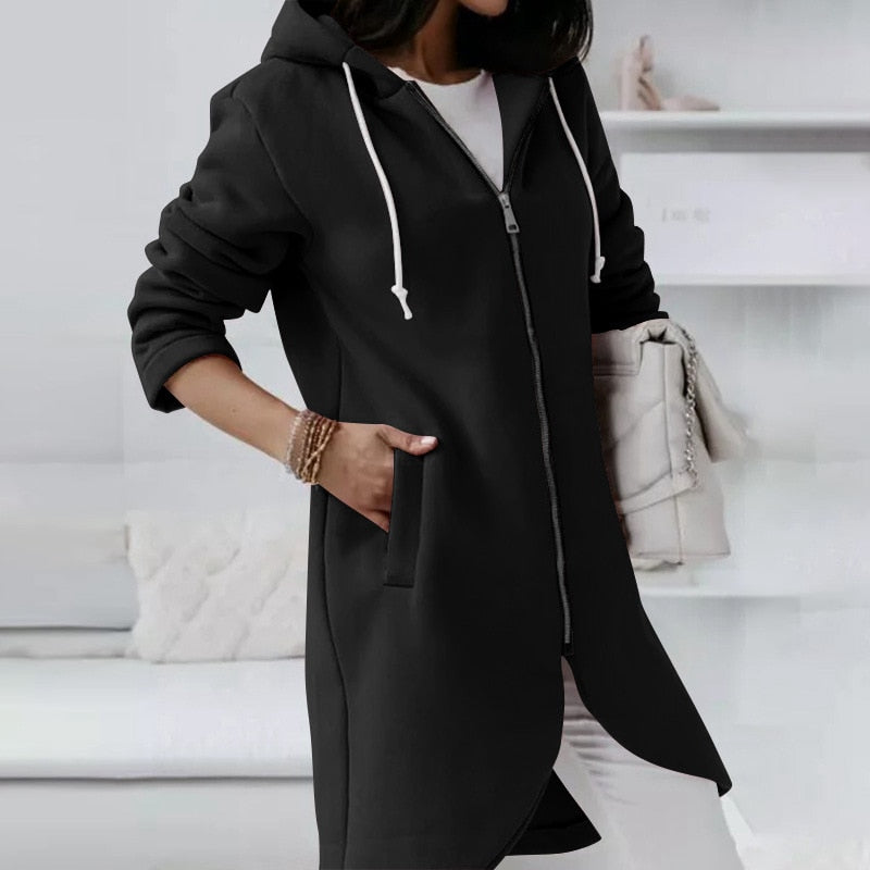 Dames Hoodie Vest met Rits en Capuchon – Shaly