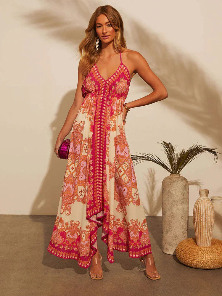 Luchtige & Stijlvolle Boho Maxi Jurk met Halternek - Naya