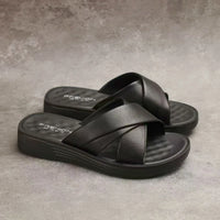 Women's wedge flip-flops made of synthetic leather with open toe area – Cassy