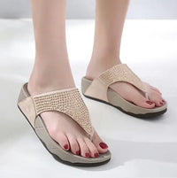 Comfortable women's platform flip-flops with rhinestones – Geneva