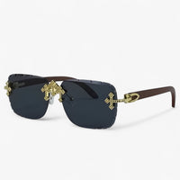 Randloze Steampunk Zonnebril met Metalen Accenten – Nirex