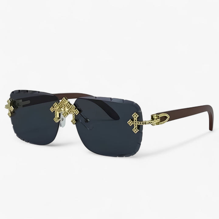 Randloze Steampunk Zonnebril met Metalen Accenten – Nirex