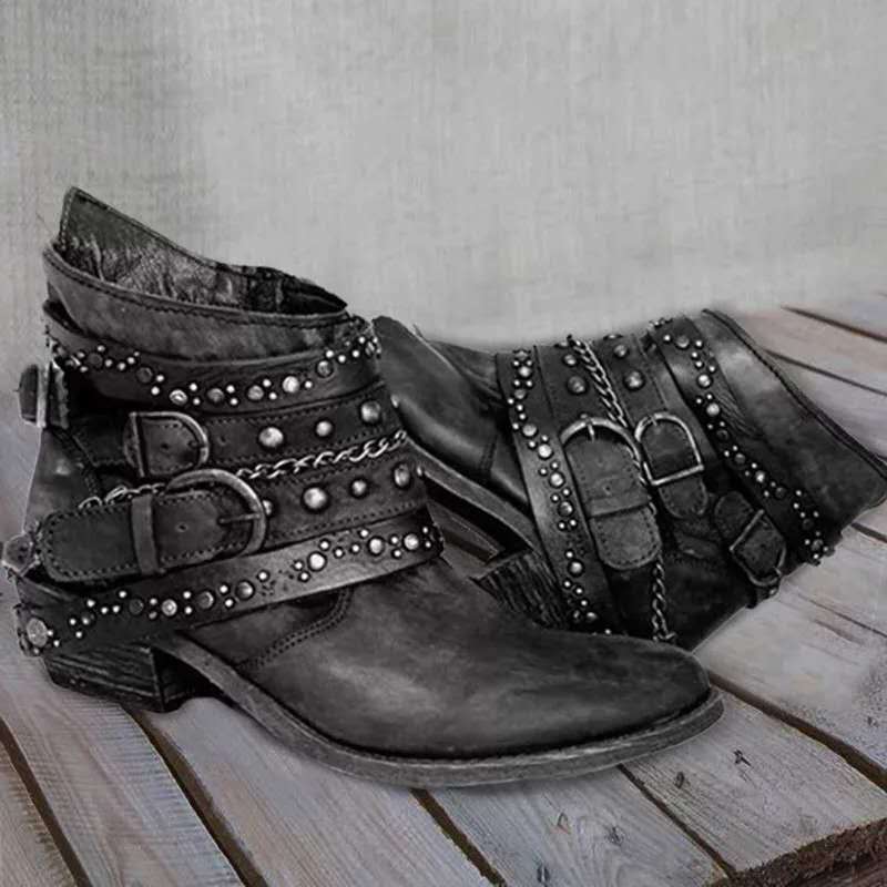 Vintage wsuwane damskie botki - Nora
