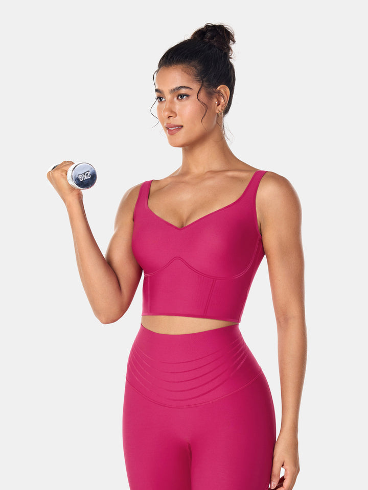 Seamless Cropped Tank Top With Bra - Contoura