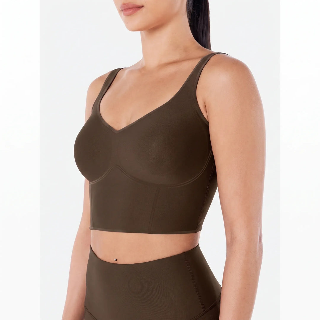 Seamless Cropped Tank Top With Bra - Contoura