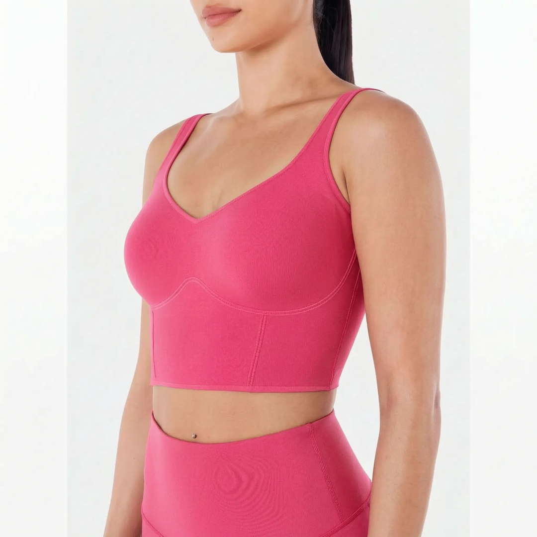 Seamless Cropped Tank Top With Bra - Contoura