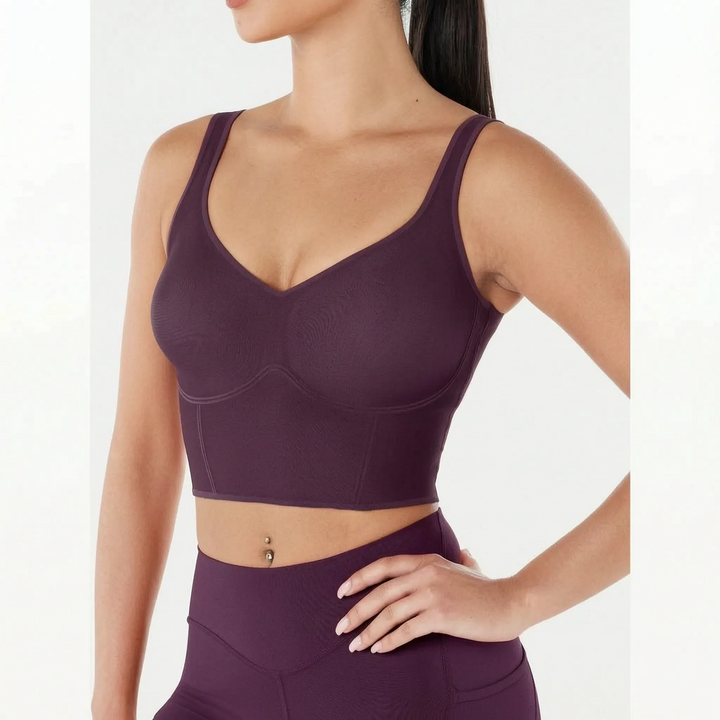 Seamless Cropped Tank Top With Bra - Contoura