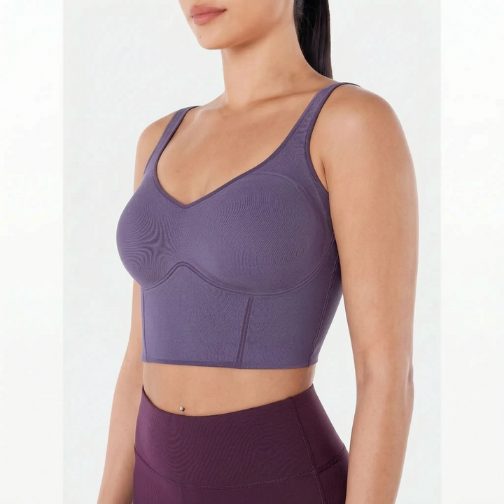 Seamless Cropped Tank Top With Bra - Contoura