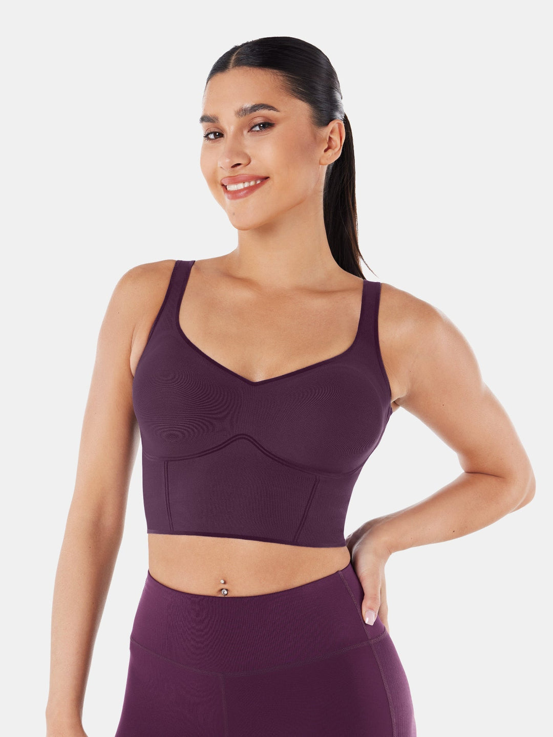 Seamless Cropped Tank Top With Bra - Contoura