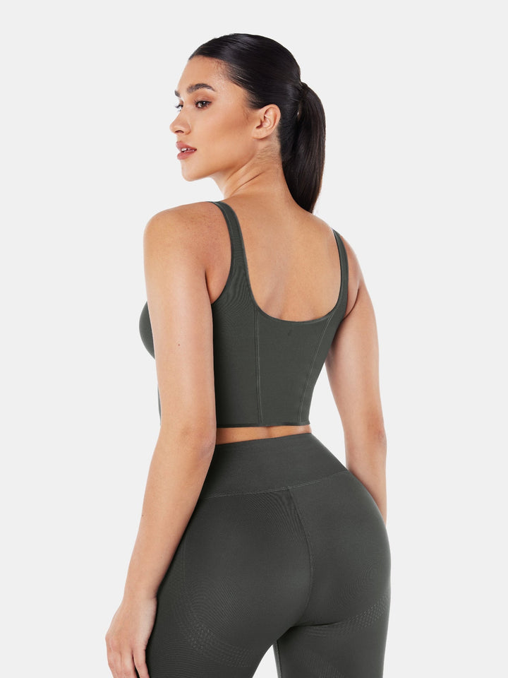 Seamless Cropped Tank Top With Bra - Contoura