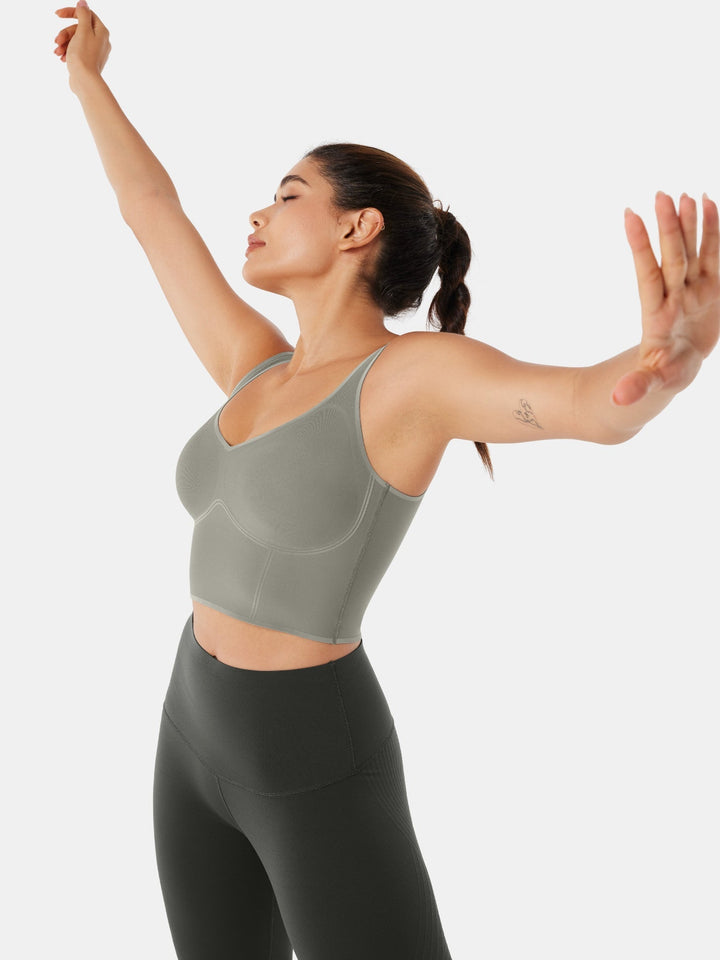 Seamless Cropped Tank Top With Bra - Contoura