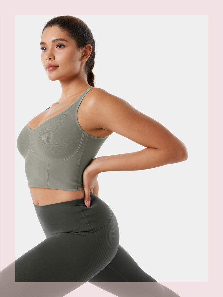 Seamless Cropped Tank Top With Bra - Contoura