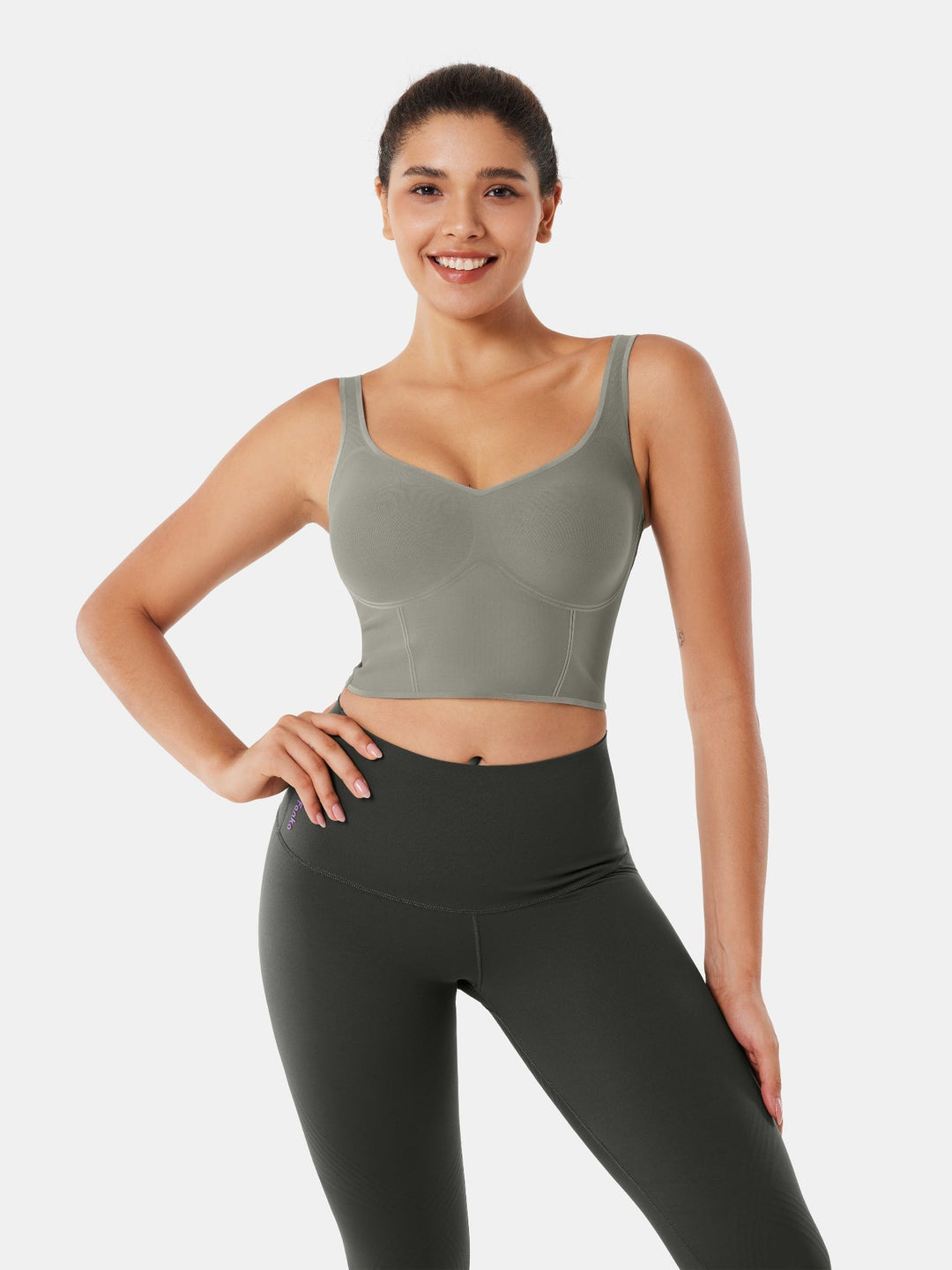 Seamless Cropped Tank Top With Bra - Contoura