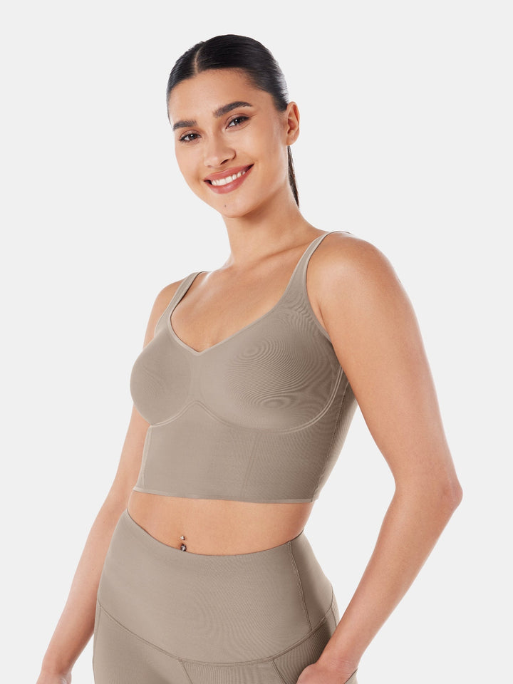 Seamless Cropped Tank Top With Bra - Contoura
