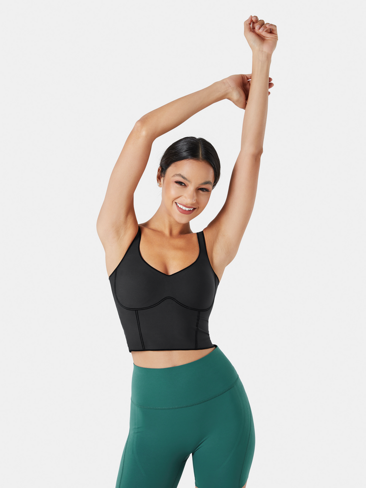 Seamless Cropped Tank Top With Bra - Contoura