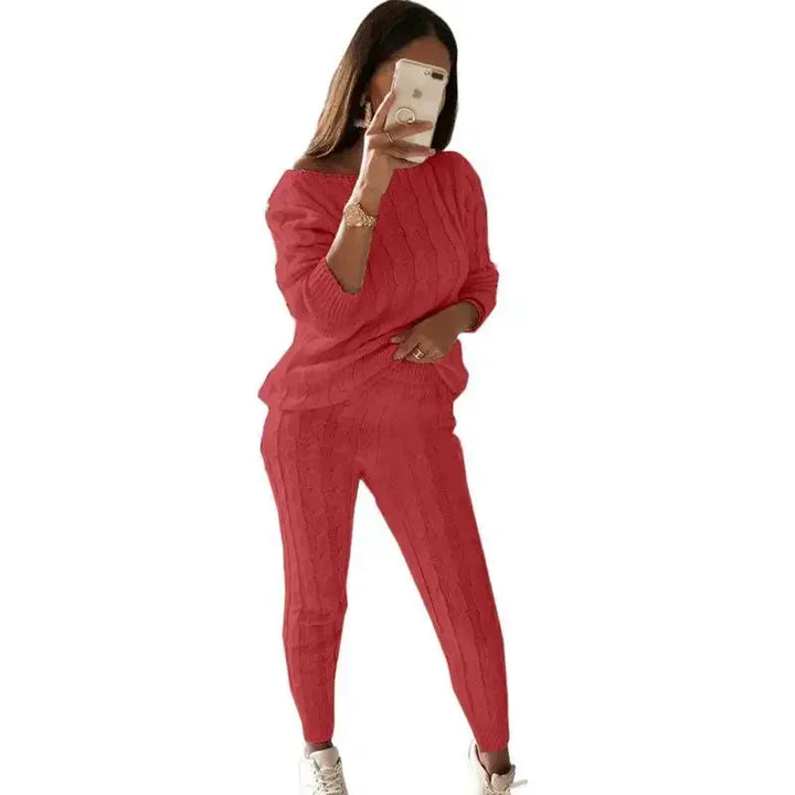 Two-Piece Women's Knit Tracksuit for Autumn & Winter – Isaline