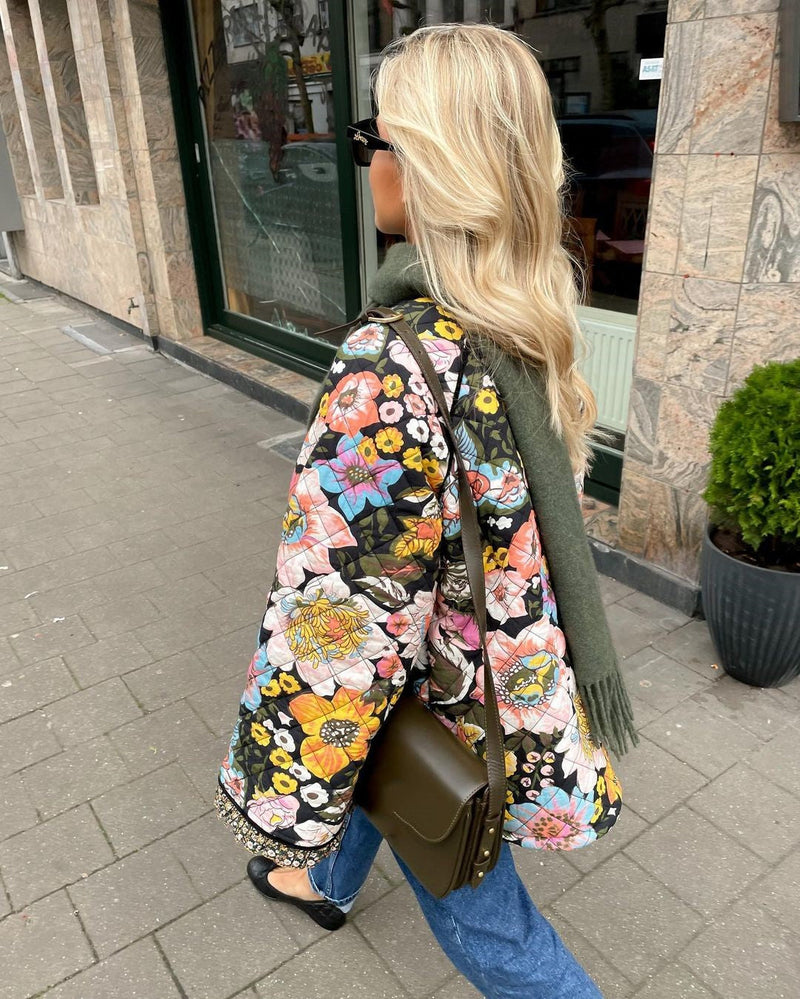 Gevoerde Dames Jas met Bloemenprint - Aurora