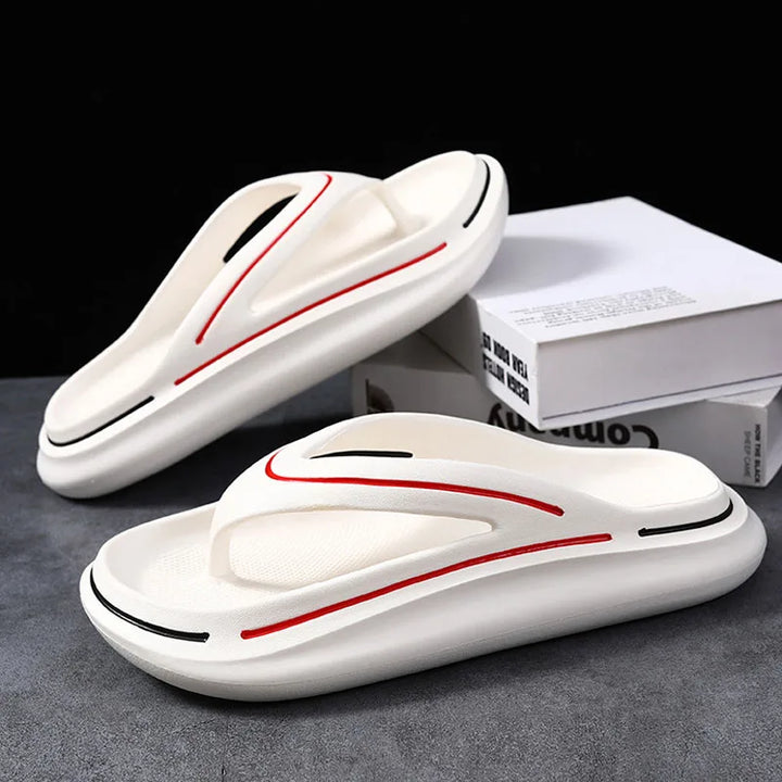 White Ultralight Unisex Summer Flip-Flops with Memory Foam Sole – Jureo