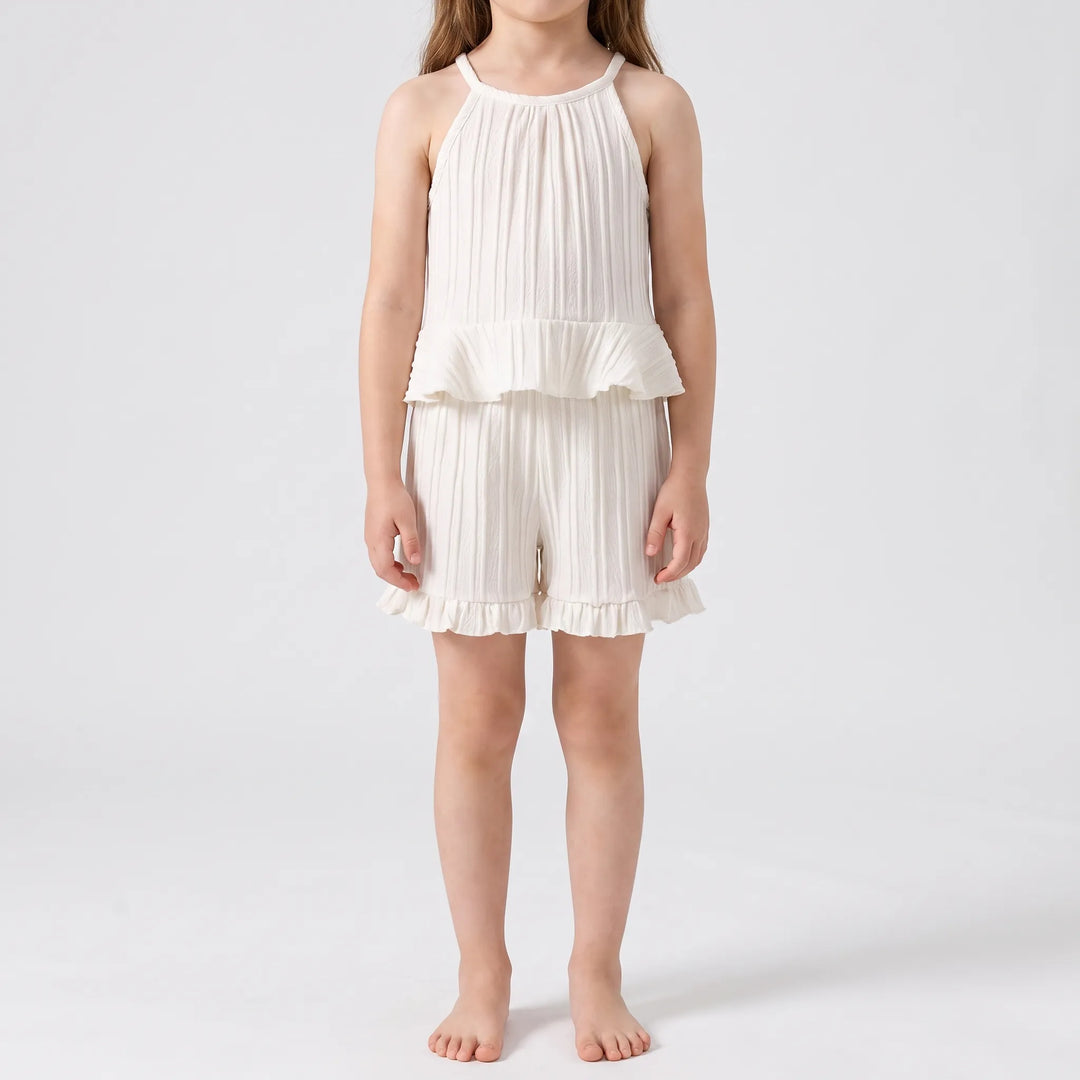 Set Met Mouwloze Top En Korte Broek Met Ruches - Glimmera