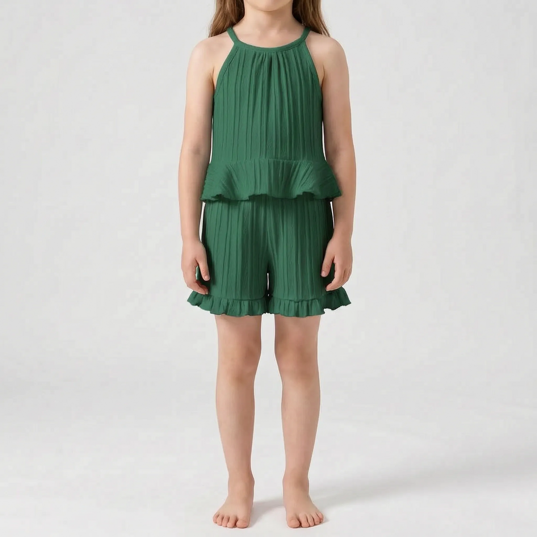 Set Met Mouwloze Top En Korte Broek Met Ruches - Glimmera