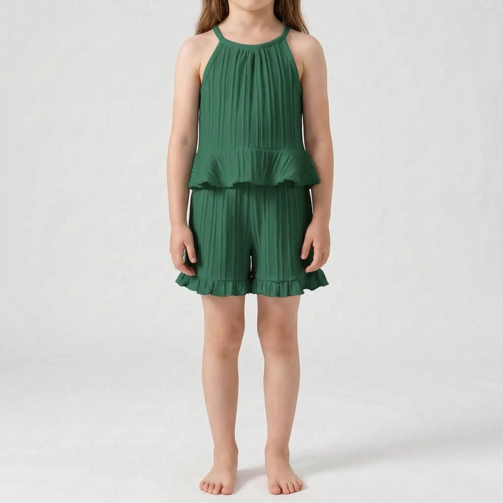 Set Met Mouwloze Top En Korte Broek Met Ruches - Glimmera