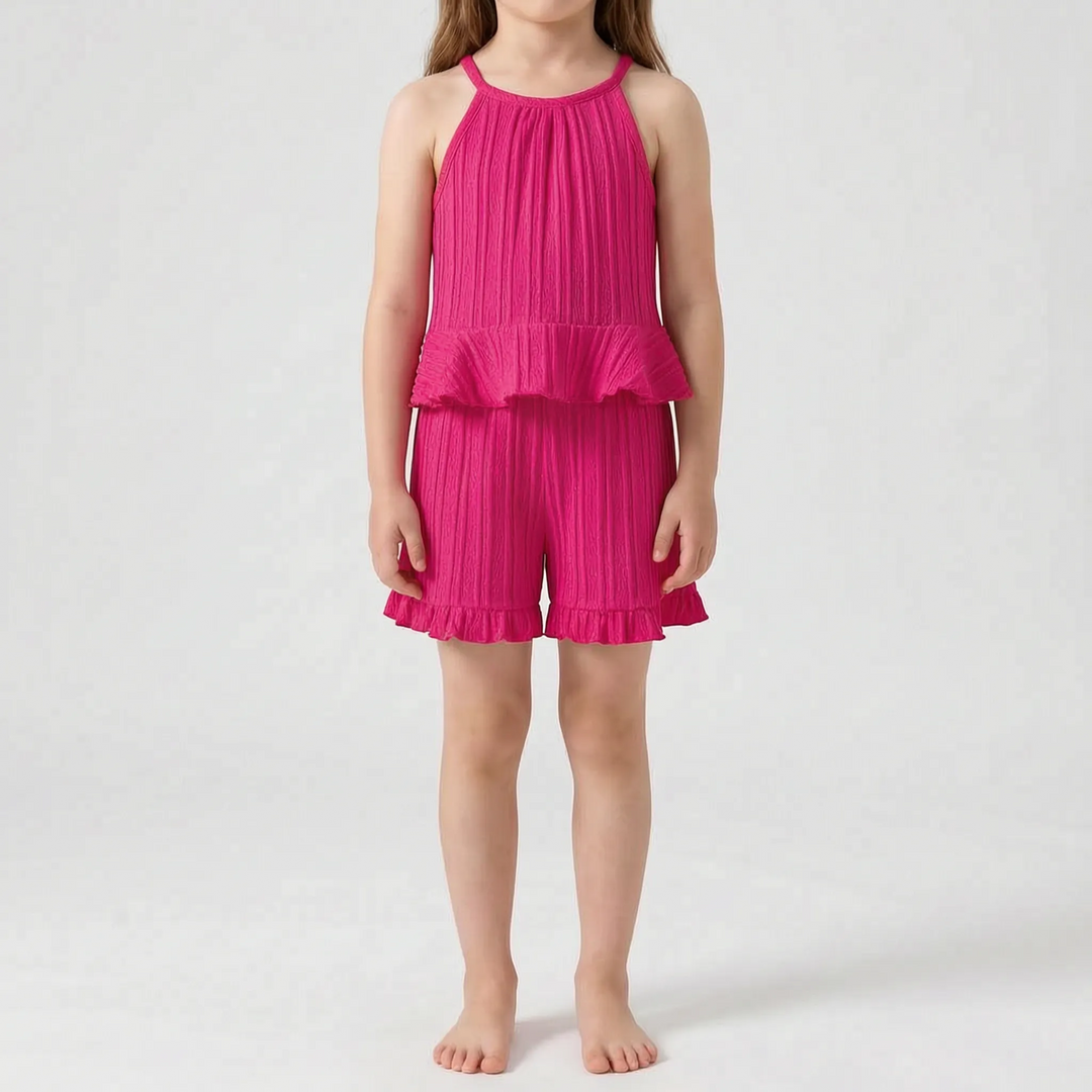 Set Met Mouwloze Top En Korte Broek Met Ruches - Glimmera