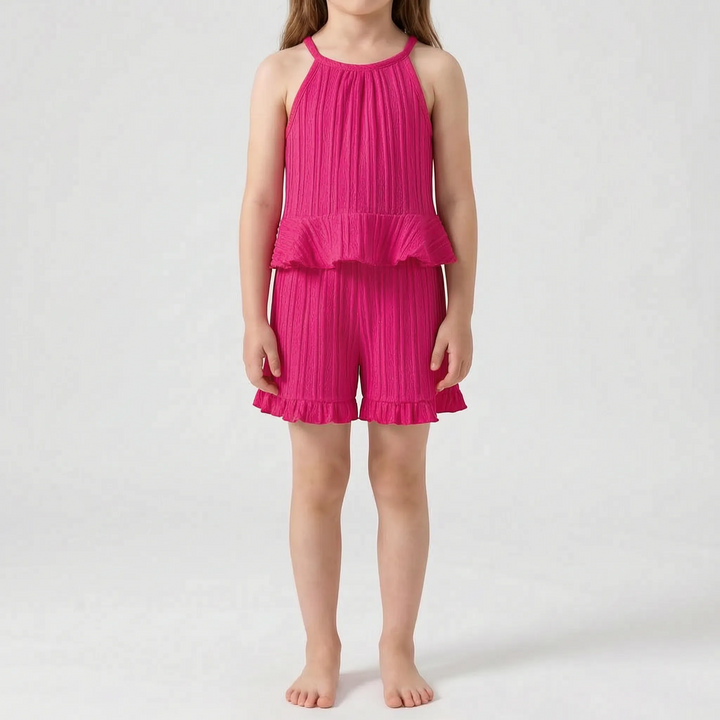 Set Met Mouwloze Top En Korte Broek Met Ruches - Glimmera