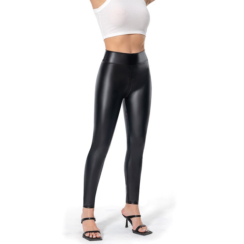 Matte Leather Women's Pants with Back Zipper - Lena