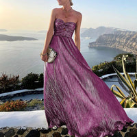 Maxi Summer Dress with V-Neck and Waist Accent – Rosa