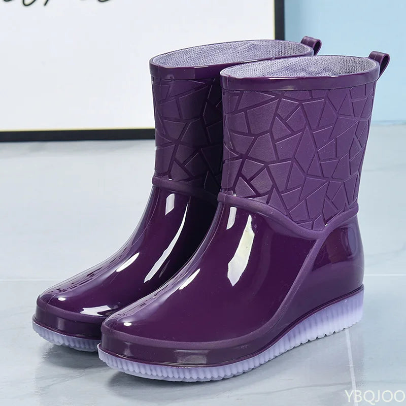 Halfhoge Dames Regenlaarzen waterdicht met patroon & antislipzool – Marvella