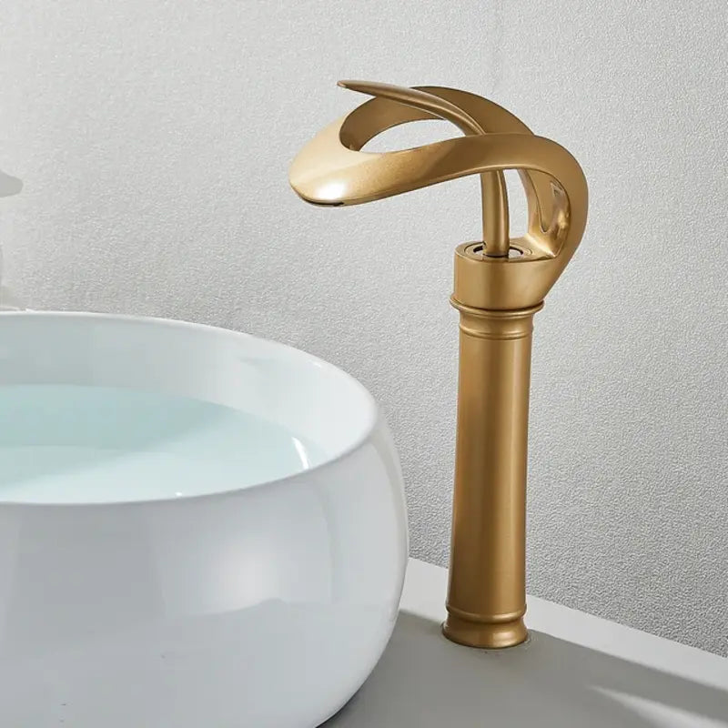 Brass Bathroom Faucet with Waterfall Spout - Flowarc
