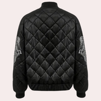 Trendy Black Women's Bomber Jacket with Zipper - Rivka