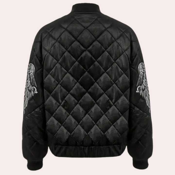 Trendy Black Women's Bomber Jacket with Zipper - Rivka