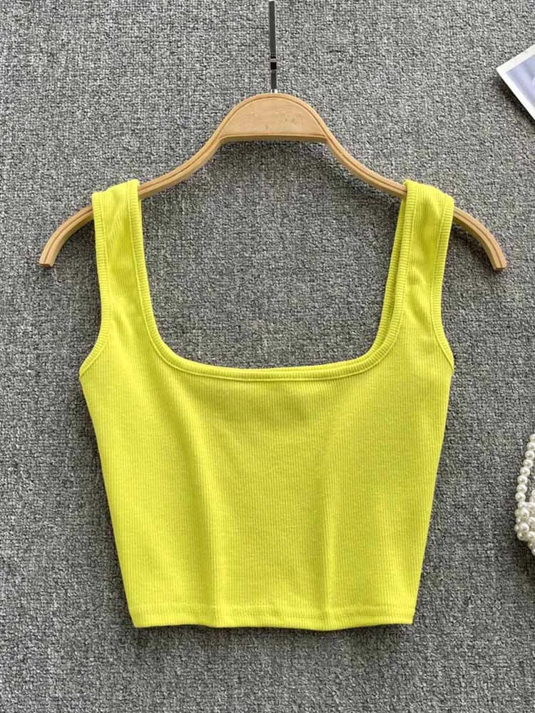 Rugloze Cropped Tanktop in Effen Kleur – Zayra
